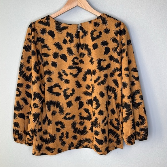 Everleigh Nordstrom Leopard Print 3/4 Length Balloon Sleeve Blouse Women's XL - Picture 5 of 10